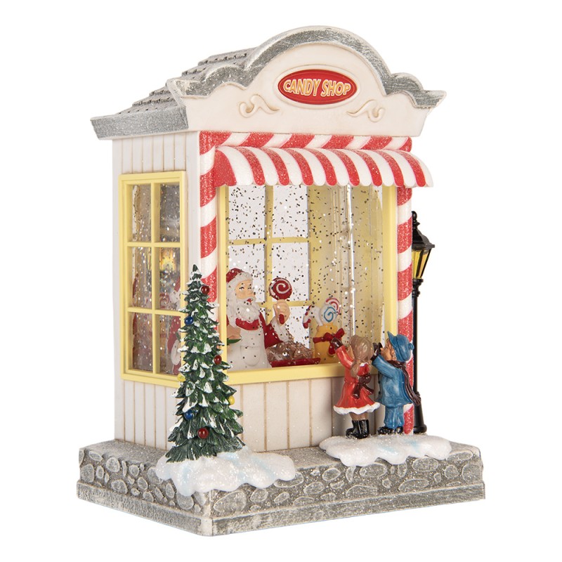 Clayre & Eef Christmas Decoration with LED Lighting and Music House 16x12x23 cm / 3xAA White Plastic