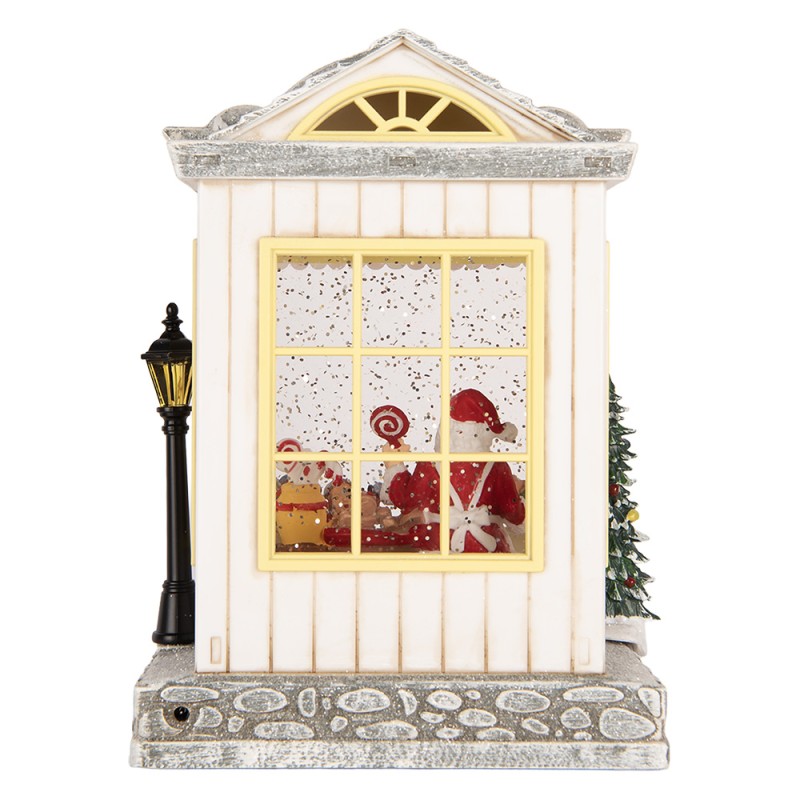 Clayre & Eef Christmas Decoration with LED Lighting and Music House 16x12x23 cm / 3xAA White Plastic