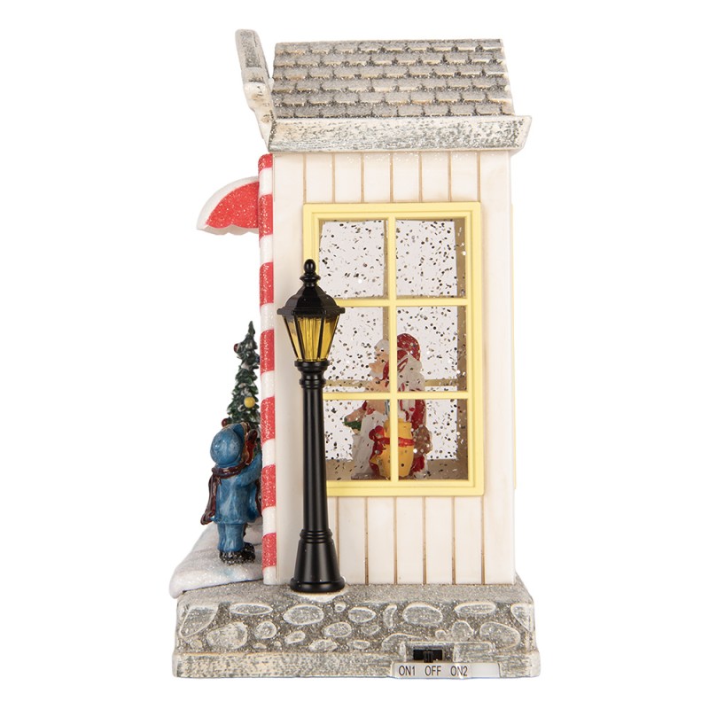 Clayre & Eef Christmas Decoration with LED Lighting and Music House 16x12x23 cm / 3xAA White Plastic