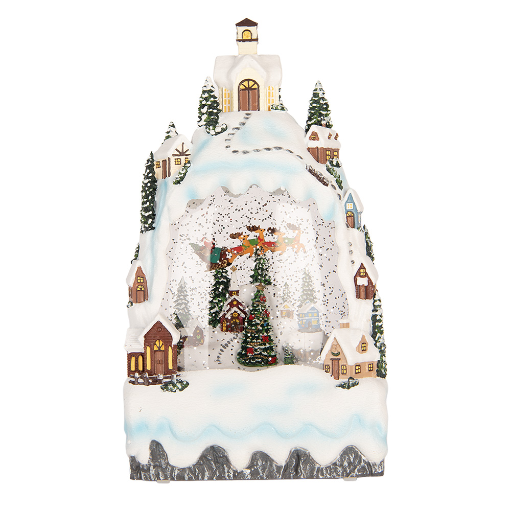 Clayre&Eef Kerstdecoratie met LED-verlichting en muziek 15x9x27 cm / 3xAA Wit Kunststof afbeelding