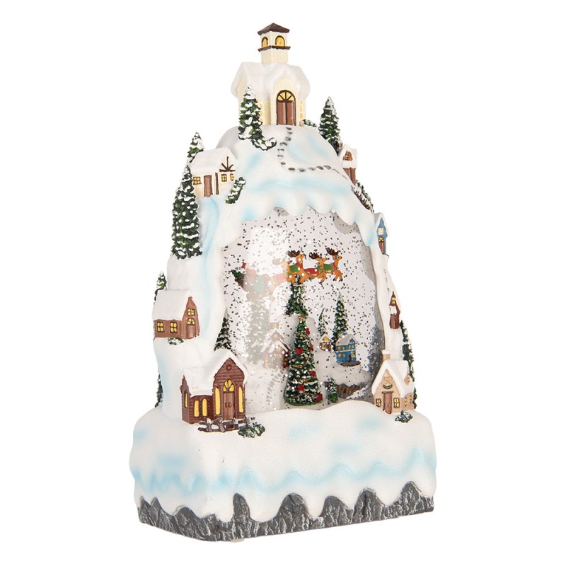 Clayre & Eef Christmas Decoration with LED Lighting and Music 15x9x27 cm / 3xAA White Plastic