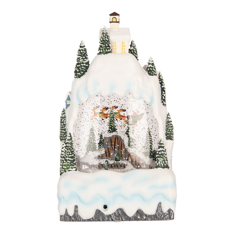 Clayre & Eef Christmas Decoration with LED Lighting and Music 15x9x27 cm / 3xAA White Plastic