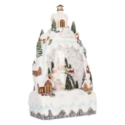 Clayre & Eef Décoration de Noël avec lumières LED et musique 15x9x27 cm / 3xAA Blanc Plastique