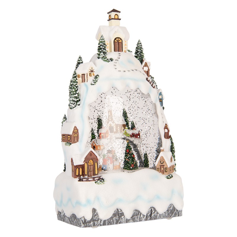 Clayre & Eef Christmas Decoration with LED Lighting and Music 15x9x27 cm / 3xAA White Plastic