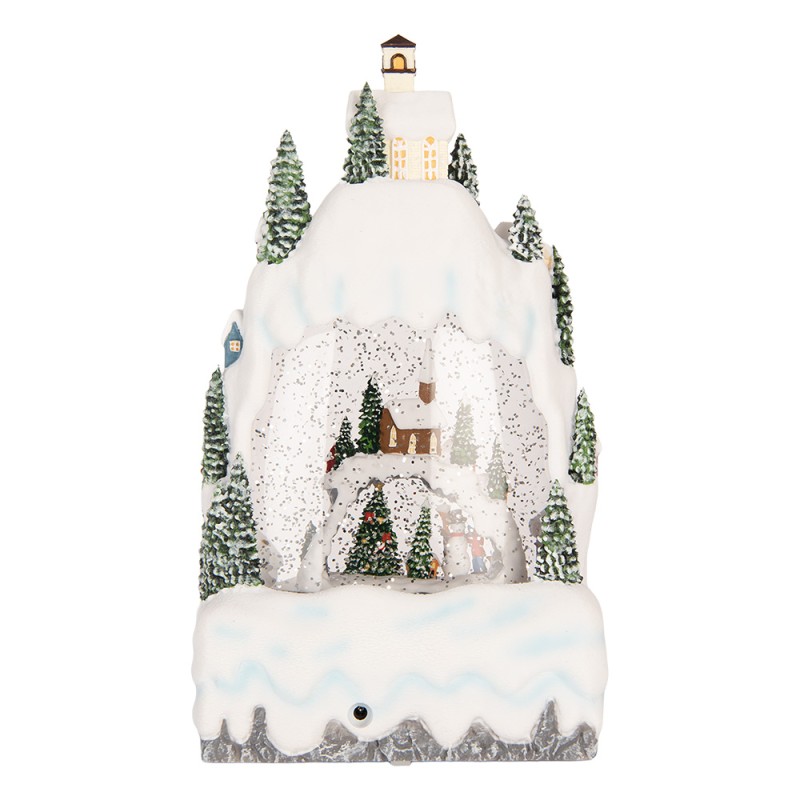 Clayre & Eef Christmas Decoration with LED Lighting and Music 15x9x27 cm / 3xAA White Plastic