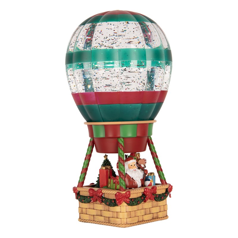 Clayre & Eef Christmas Decoration with LED Lighting and Music Hot Air Balloon 13x13x25 cm / 3xAAA Brown Plastic