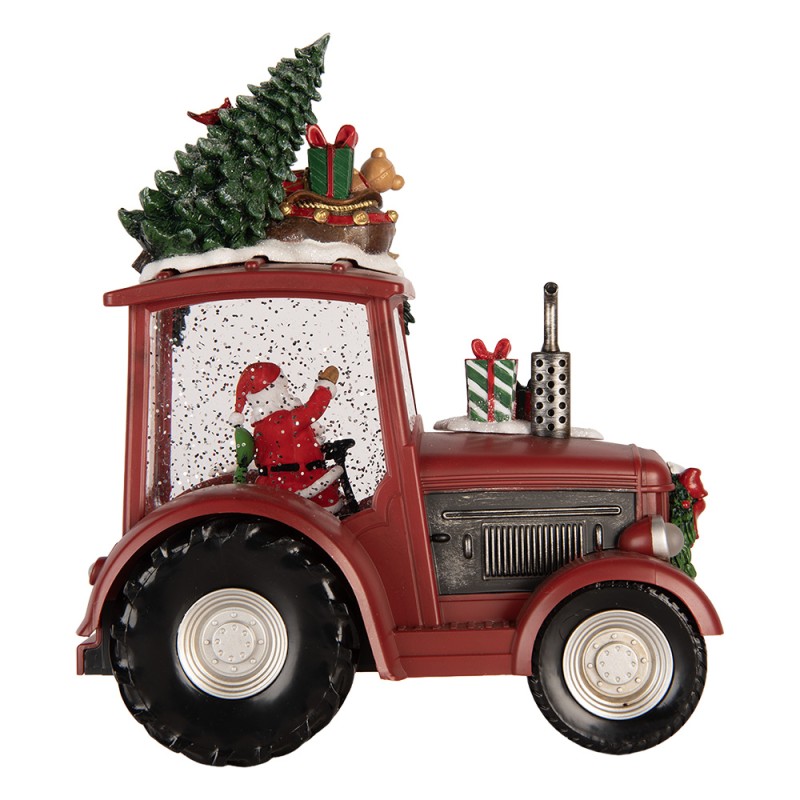 Clayre & Eef Christmas Decoration with LED Lighting and Music Tractor 21x13x25 cm / 3xAA Red Plastic