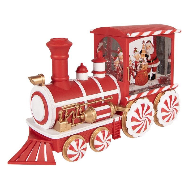 Clayre & Eef Christmas Decoration with LED Lighting and Music Train 31x10x17 cm / 3xAA Red Plastic