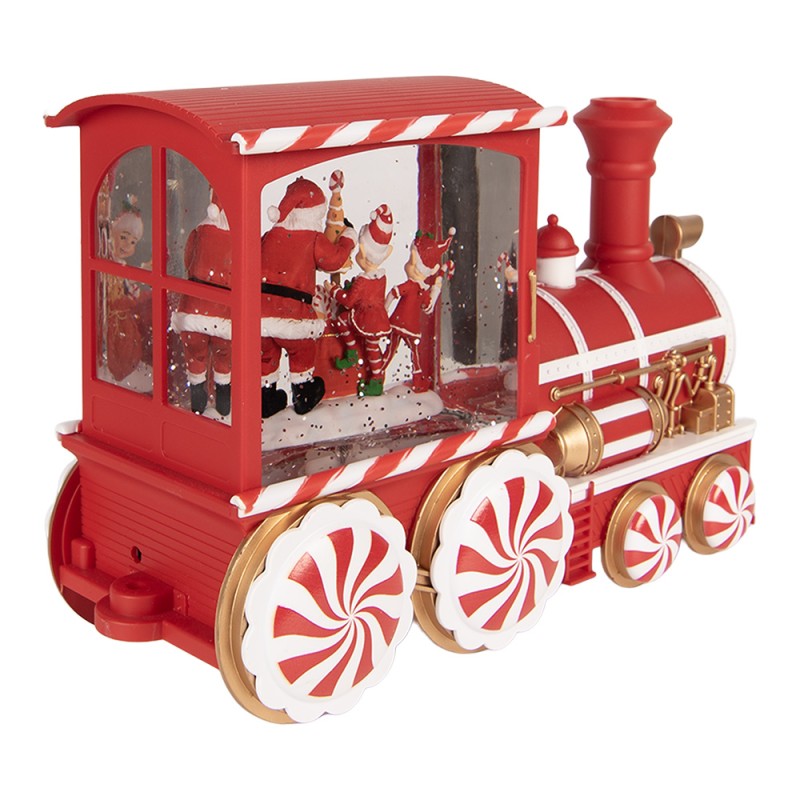 Clayre & Eef Christmas Decoration with LED Lighting and Music Train 31x10x17 cm / 3xAA Red Plastic