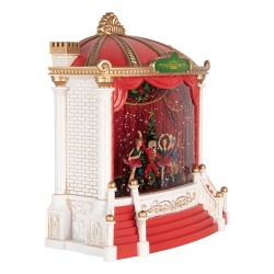 Clayre & Eef Christmas Decoration with LED Lighting and Music 22x11x23 cm / 3xAA Red Plastic