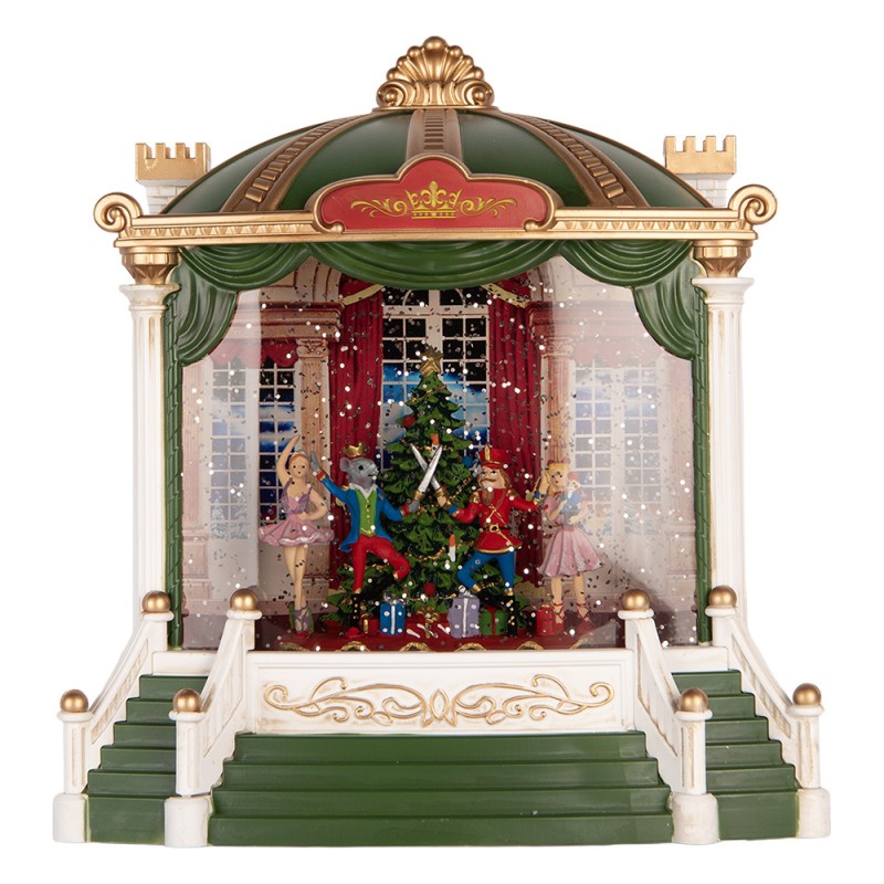 Clayre & Eef Christmas Decoration with LED Lighting and Music 22x11x23 cm / 3xAA Green Plastic
