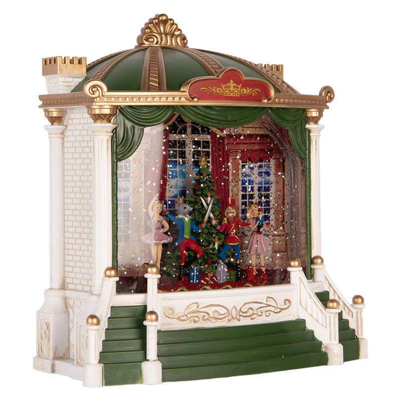 Clayre & Eef Christmas Decoration with LED Lighting and Music 22x11x23 cm / 3xAA Green Plastic