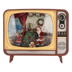 Clayre & Eef Christmas Decoration with LED Lighting and Music 21x12x17 cm / 3xC Brown Plastic