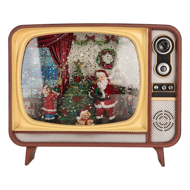 Clayre & Eef Christmas Decoration with LED Lighting and Music 21x12x17 cm / 3xC Brown Plastic