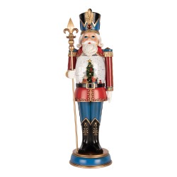Clayre & Eef Christmas Decoration with LED Lighting and Music Nutcracker 5x14x50 cm / 3xC Red Plastic