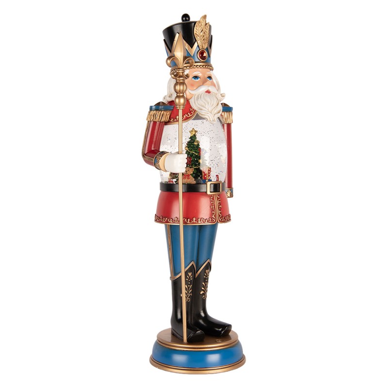 Clayre & Eef Christmas Decoration with LED Lighting and Music Nutcracker 5x14x50 cm / 3xC Red Plastic