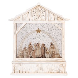 Clayre & Eef Weihnachtsdekoration mit LED-Beleuchtung und Musik 22x7x25 cm / 3xAA Weiß Kunststoff