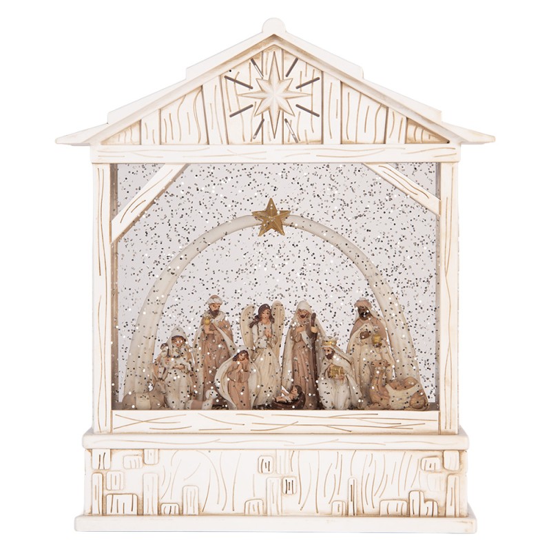 Clayre & Eef Weihnachtsdekoration mit LED-Beleuchtung und Musik 22x7x25 cm / 3xAA Weiß Kunststoff