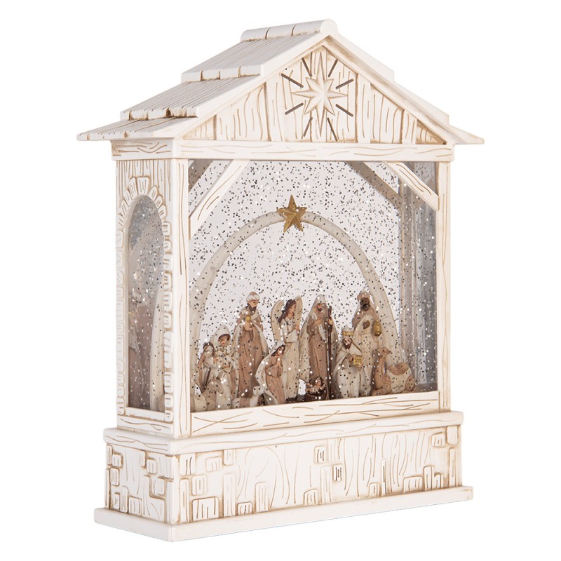Clayre & Eef Weihnachtsdekoration mit LED-Beleuchtung und Musik 22x7x25 cm / 3xAA Weiß Kunststoff