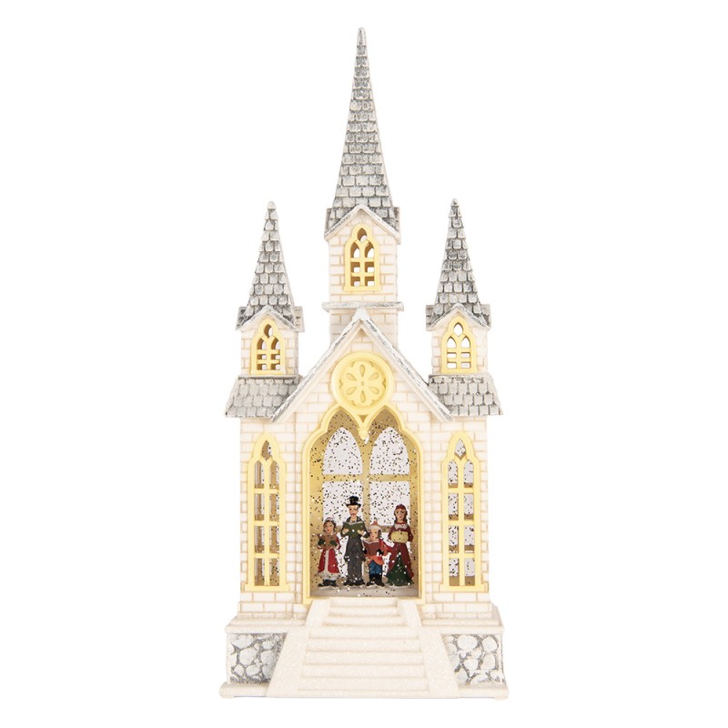 Clayre & Eef Christmas Decoration with LED Lighting and Music 17x10x41 cm / 3xAA Beige Plastic