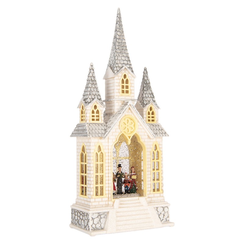 Clayre & Eef Christmas Decoration with LED Lighting and Music 17x10x41 cm / 3xAA Beige Plastic