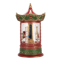 Clayre & Eef Christmas Decoration with LED Lighting and Music Carousel Ø 15x25 cm / 3xAA Red Plastic
