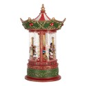 Clayre & Eef Christmas Decoration with LED Lighting and Music Carousel Ø 15x25 cm / 3xAA Red Plastic