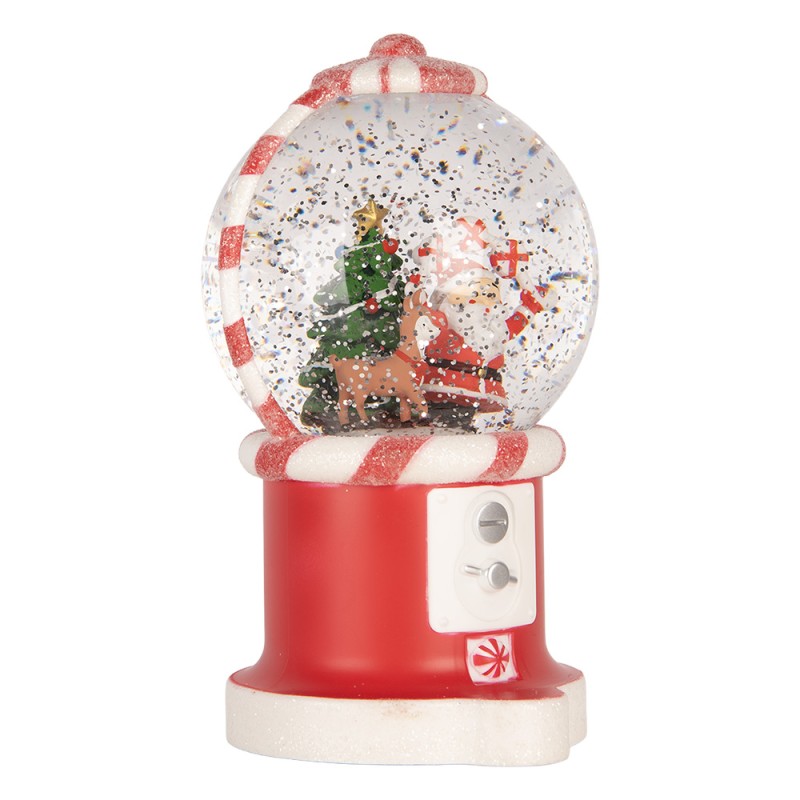 Clayre & Eef Kerstdecoratie met LED-verlichting en muziek 12x11x20 cm / 3xAA Rood Kunststof