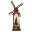 Clayre & Eef Christmas Decoration with LED Lighting and Music 11x11x28 cm / 3xAA Brown Plastic