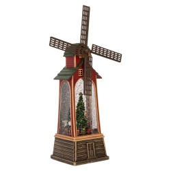Clayre & Eef Christmas Decoration with LED Lighting and Music 11x11x28 cm / 3xAA Brown Plastic