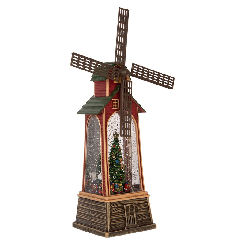 Clayre & Eef Christmas Decoration with LED Lighting and Music 11x11x28 cm / 3xAA Brown Plastic