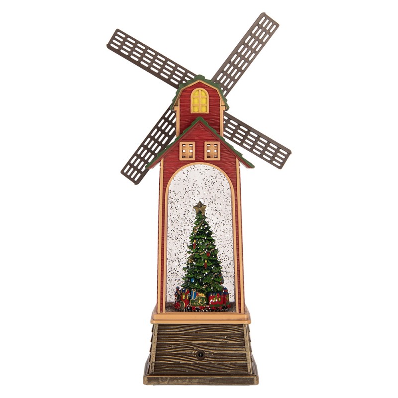 Clayre & Eef Christmas Decoration with LED Lighting and Music 11x11x28 cm / 3xAA Brown Plastic