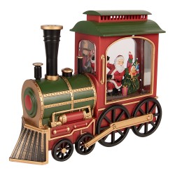 Clayre & Eef Christmas Decoration with LED Lighting and Music Train 25x9x19 / 24x9x19 cm / 6xAA Red Plastic