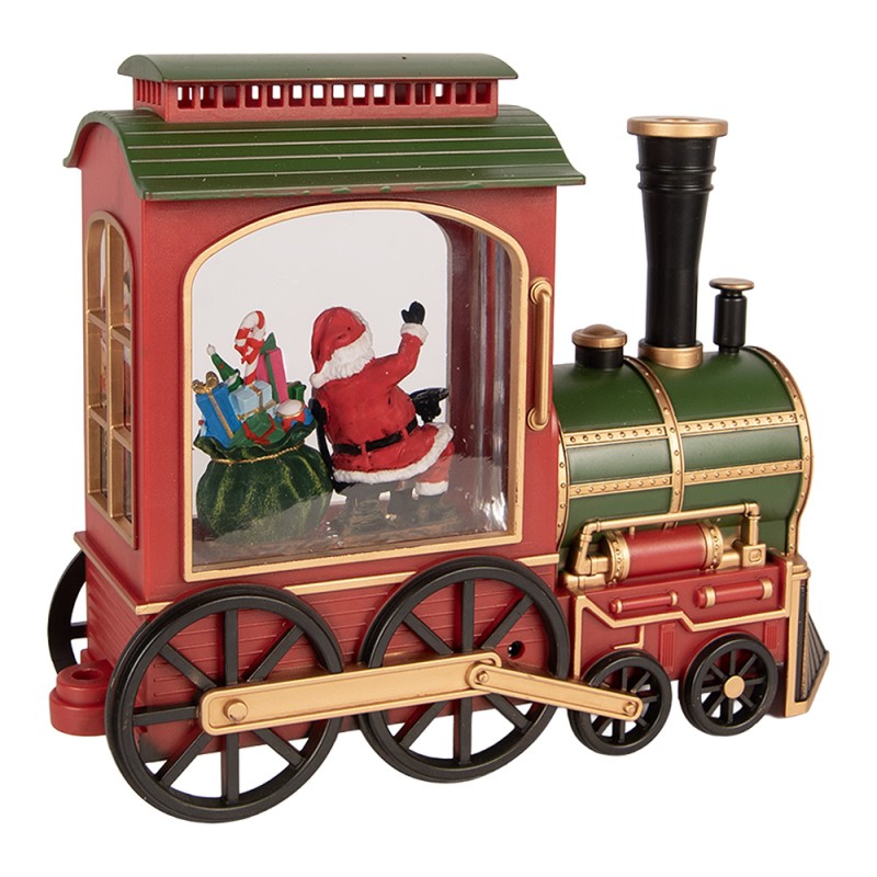 Clayre & Eef Christmas Decoration with LED Lighting and Music Train 25x9x19 / 24x9x19 cm / 6xAA Red Plastic