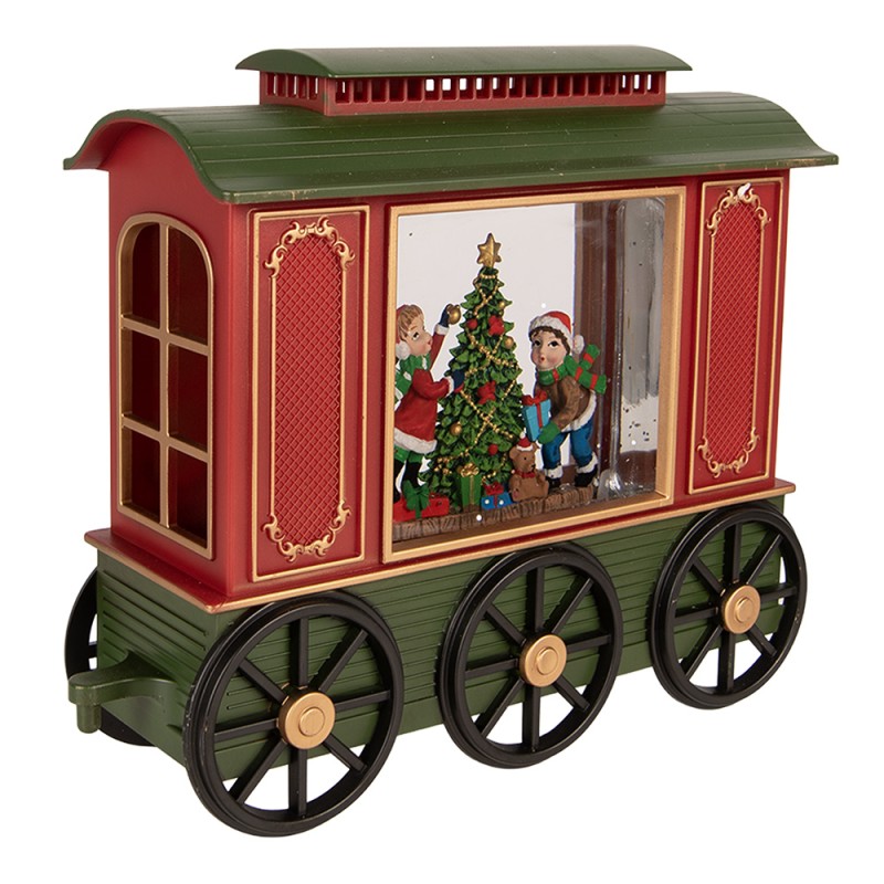 Clayre & Eef Christmas Decoration with LED Lighting and Music Train 25x9x19 / 24x9x19 cm / 6xAA Red Plastic