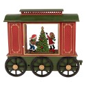 Clayre & Eef Christmas Decoration with LED Lighting and Music Train 25x9x19 / 24x9x19 cm / 6xAA Red Plastic