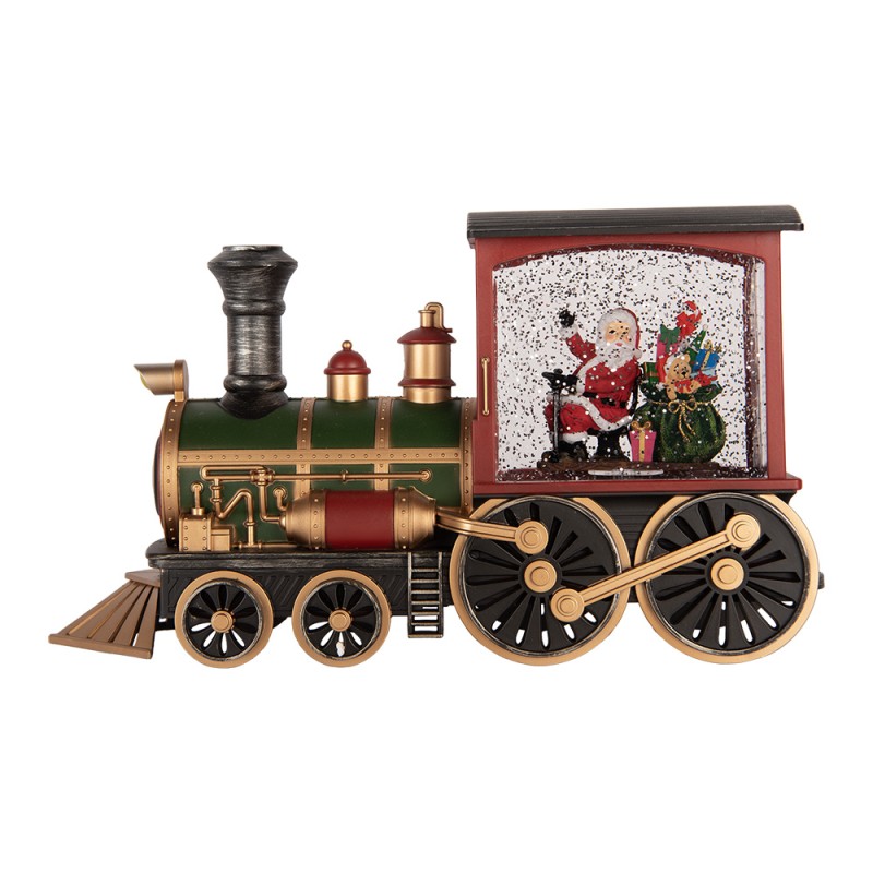Clayre & Eef Christmas Decoration with LED Lighting and Music Train 31x10x17 cm / 3xAA Red Plastic