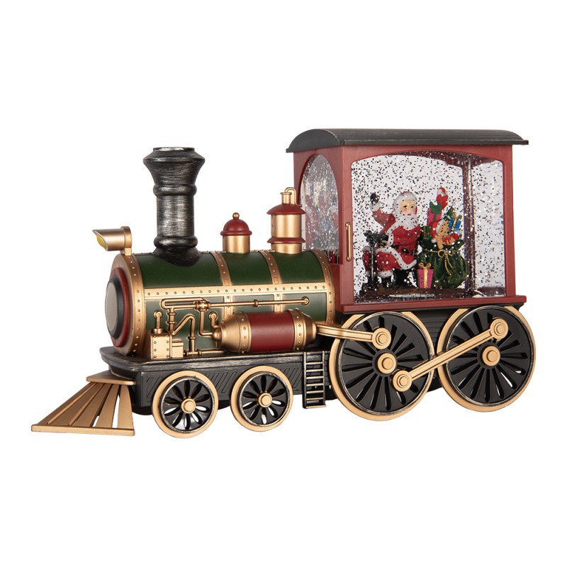 Clayre & Eef Christmas Decoration with LED Lighting and Music Train 31x10x17 cm / 3xAA Red Plastic