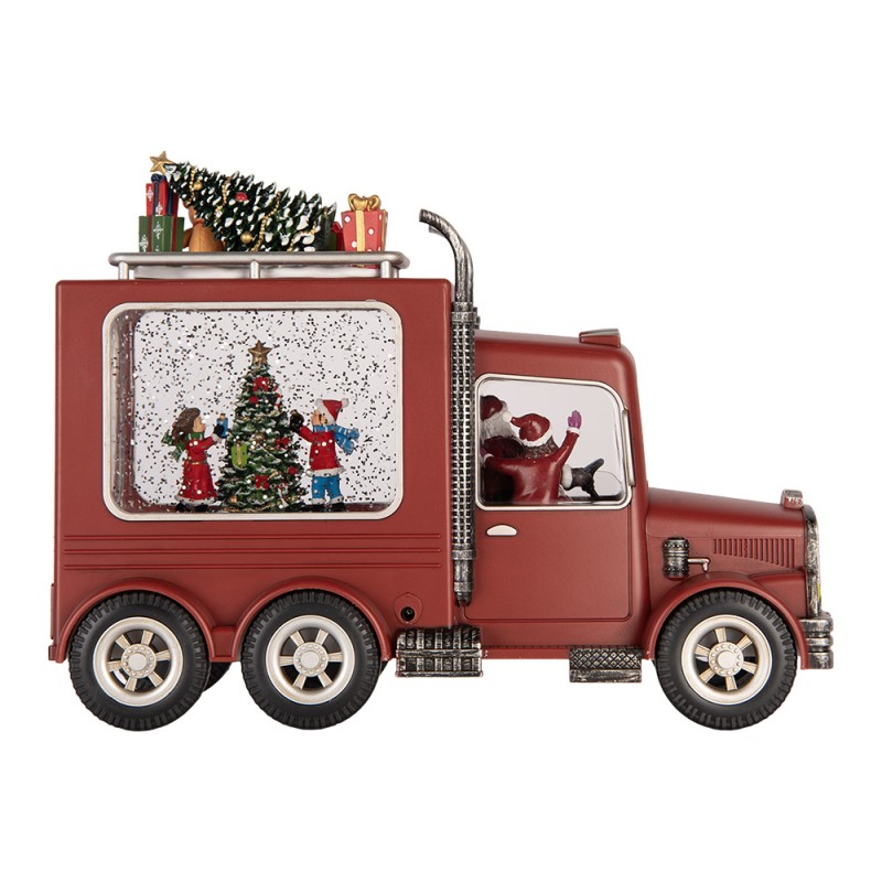 Clayre & Eef Christmas Decoration with LED Lighting and Music Car 28x10x21 cm / 3xAA Red Plastic