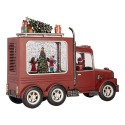 Clayre & Eef Christmas Decoration with LED Lighting and Music Car 28x10x21 cm / 3xAA Red Plastic