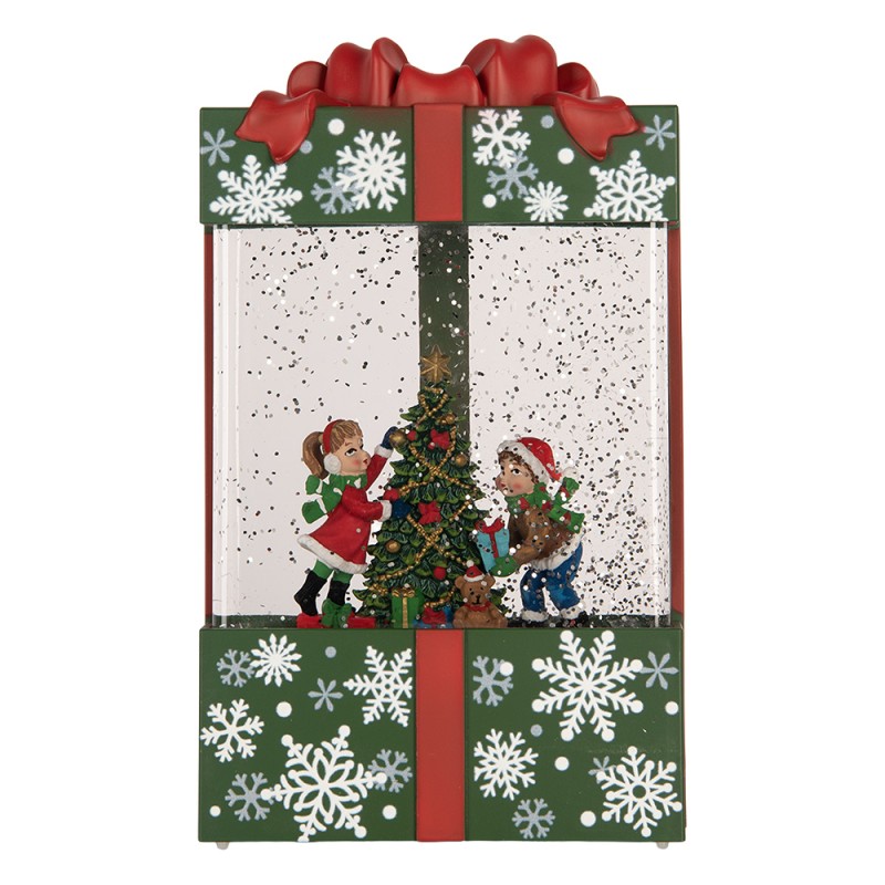 Clayre & Eef Christmas Decoration with LED Lighting and Music Gift 12x7x20 cm / 3xAA Green Plastic