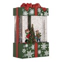 Clayre & Eef Christmas Decoration with LED Lighting and Music Gift 12x7x20 cm / 3xAA Green Plastic