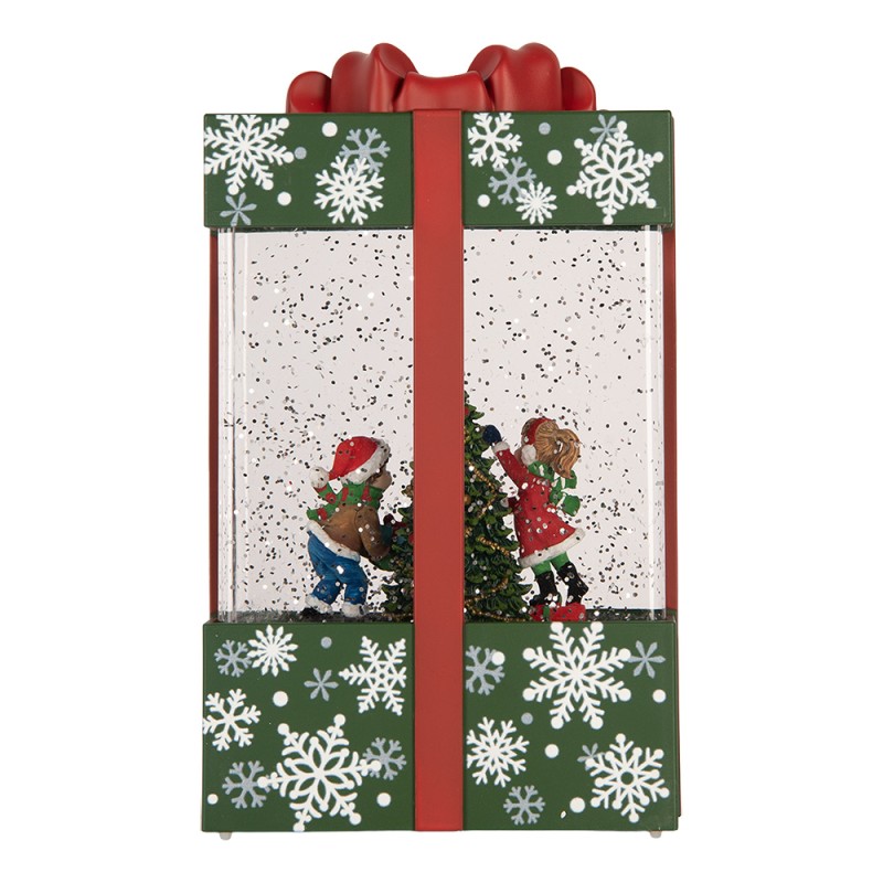 Clayre & Eef Christmas Decoration with LED Lighting and Music Gift 12x7x20 cm / 3xAA Green Plastic