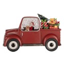 Clayre & Eef Christmas Decoration with LED Lighting and Music Car 22x10x15 cm / 3xAA Red Plastic