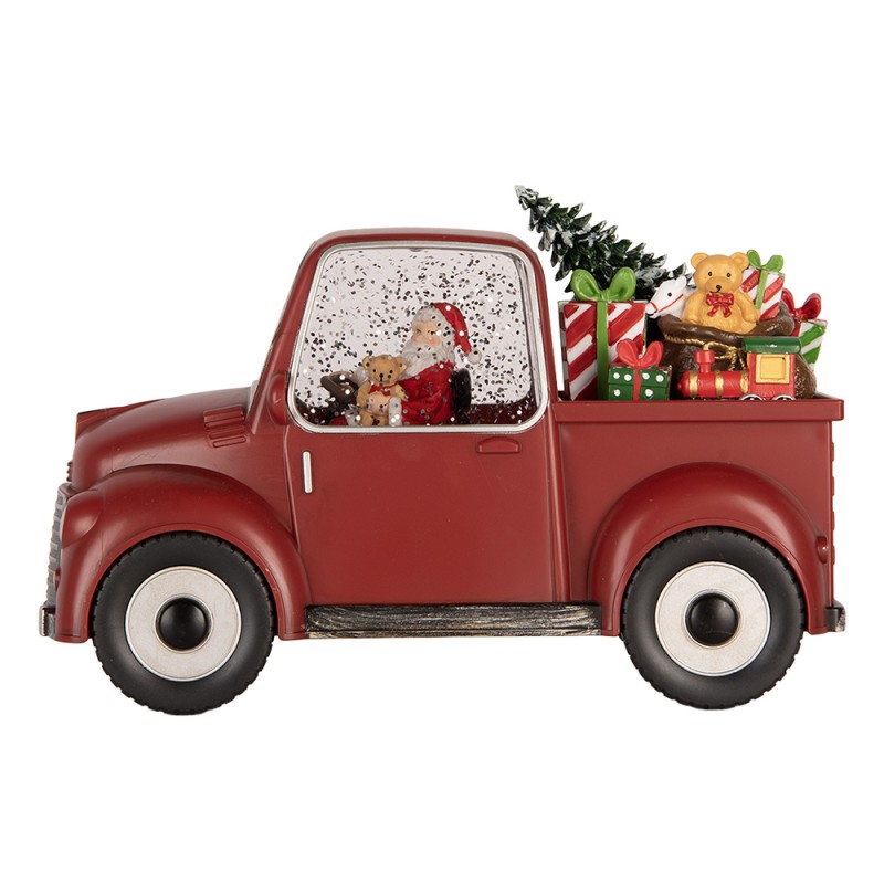 Clayre & Eef Christmas Decoration with LED Lighting and Music Car 22x10x15 cm / 3xAA Red Plastic
