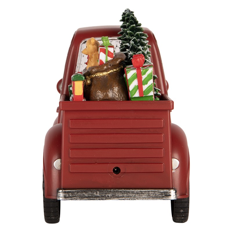 Clayre & Eef Christmas Decoration with LED Lighting and Music Car 22x10x15 cm / 3xAA Red Plastic