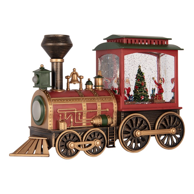 Clayre & Eef Christmas Decoration with LED Lighting and Music Train 31x10x19 cm / 3xAA Red Plastic