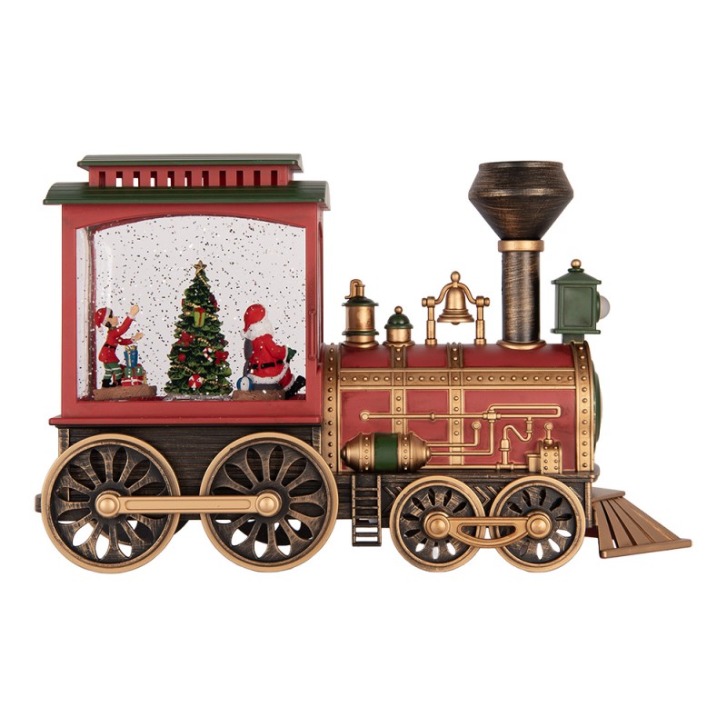 Clayre & Eef Christmas Decoration with LED Lighting and Music Train 31x10x19 cm / 3xAA Red Plastic