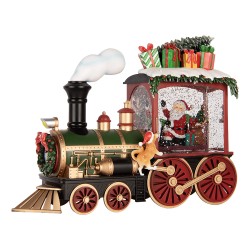 Clayre & Eef Decorazione natalizia con illuminazione a LED e musica Treno 31x10x24 cm / 3xAA Rosso Plastica