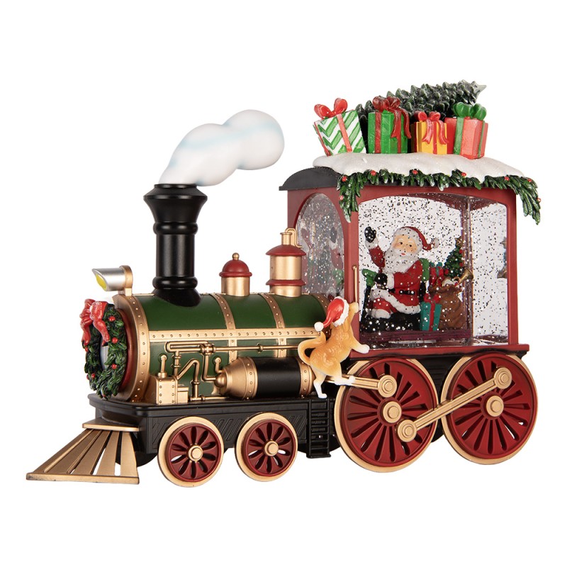 Clayre & Eef Christmas Decoration with LED Lighting and Music Train 31x10x24 cm / 3xAA Red Plastic